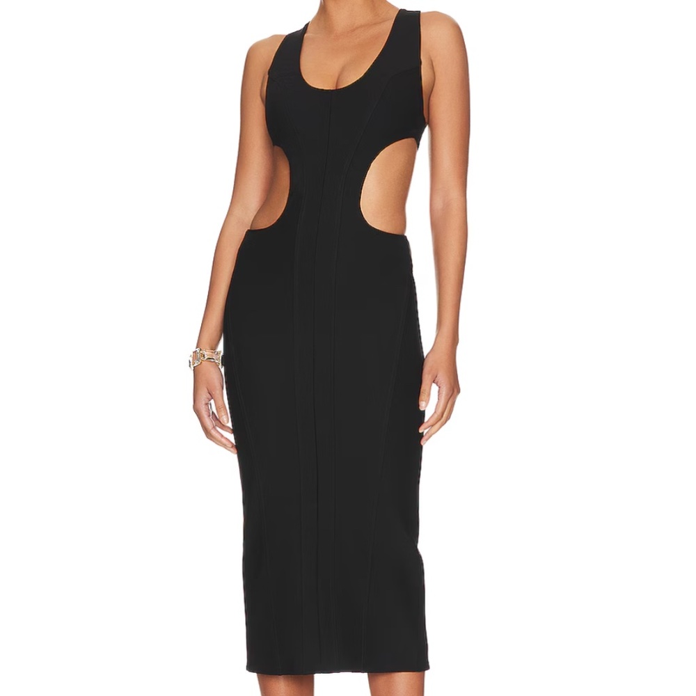 New H:ours Black Cutout Midi Dress